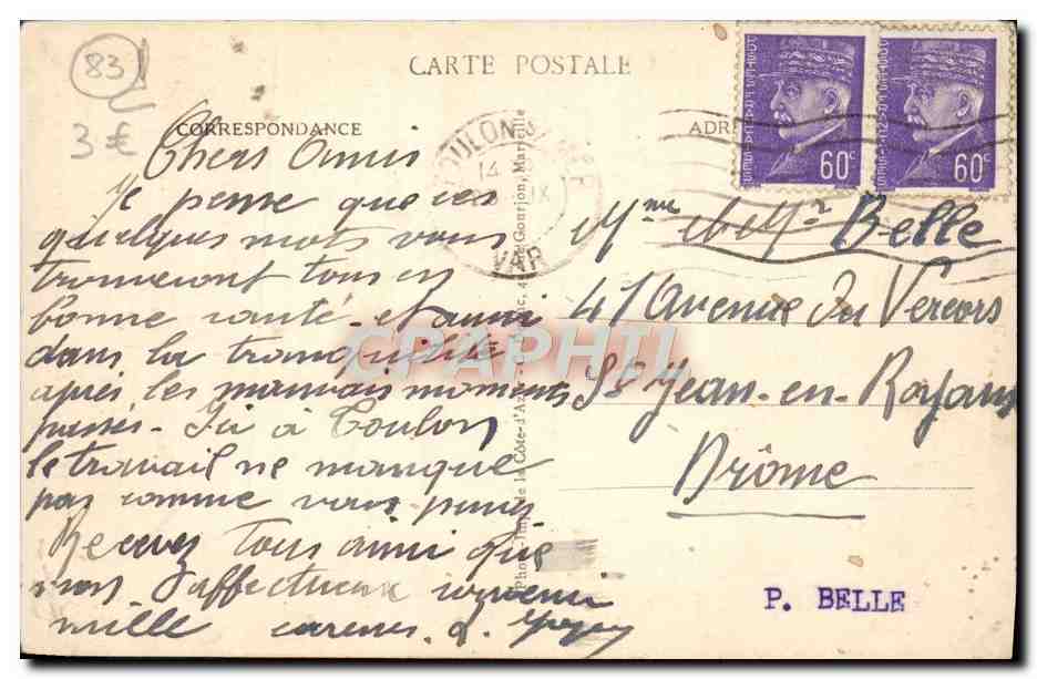 CPA Toulon Bords De Mer Pointe De Sainte Marguerite — Verso