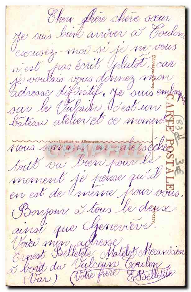 CPA Toulon Vue Generale — Verso