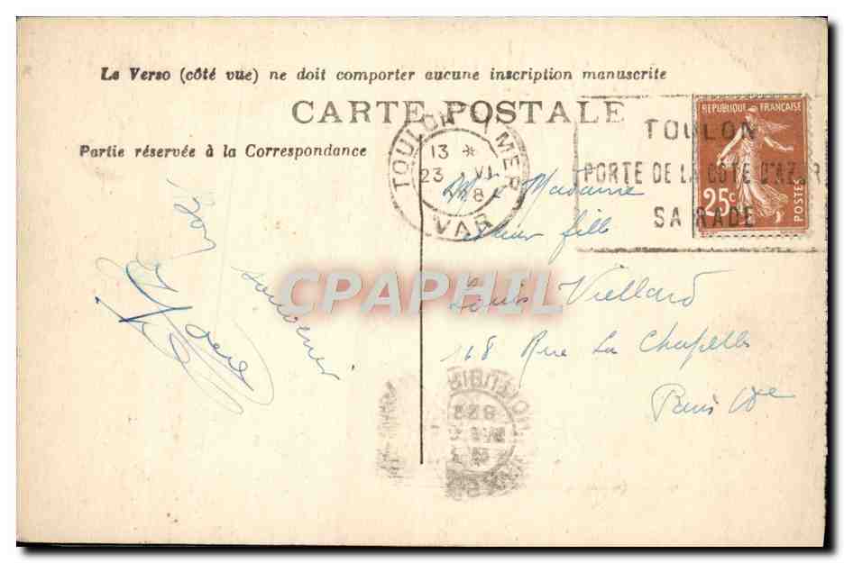 Côte d'Azur - TOULON — Anse de Méjean — éditeur non identifié, n° 540 — Verso