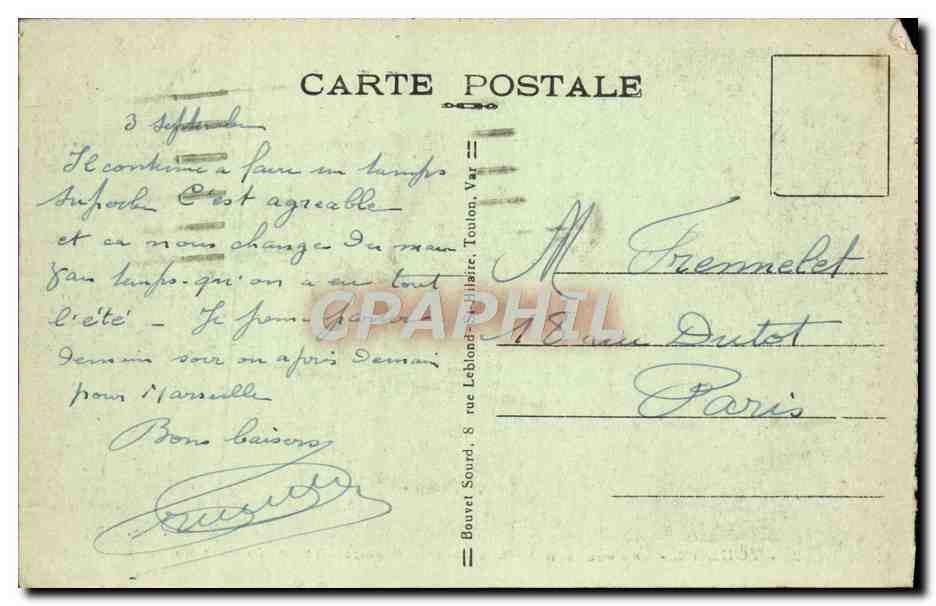Toulon - Les rochers de Sainte-Marguerite — éditeur Bouvet & Cie, n°2 — Verso