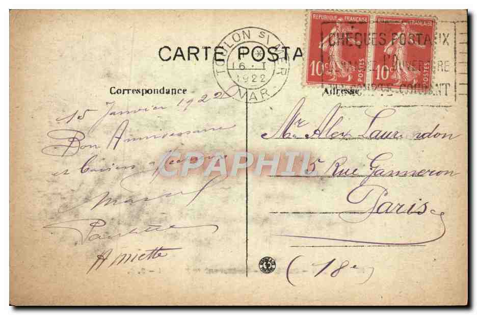 CPA Toulon Cap Brun Restaurant de Magaud  — Verso