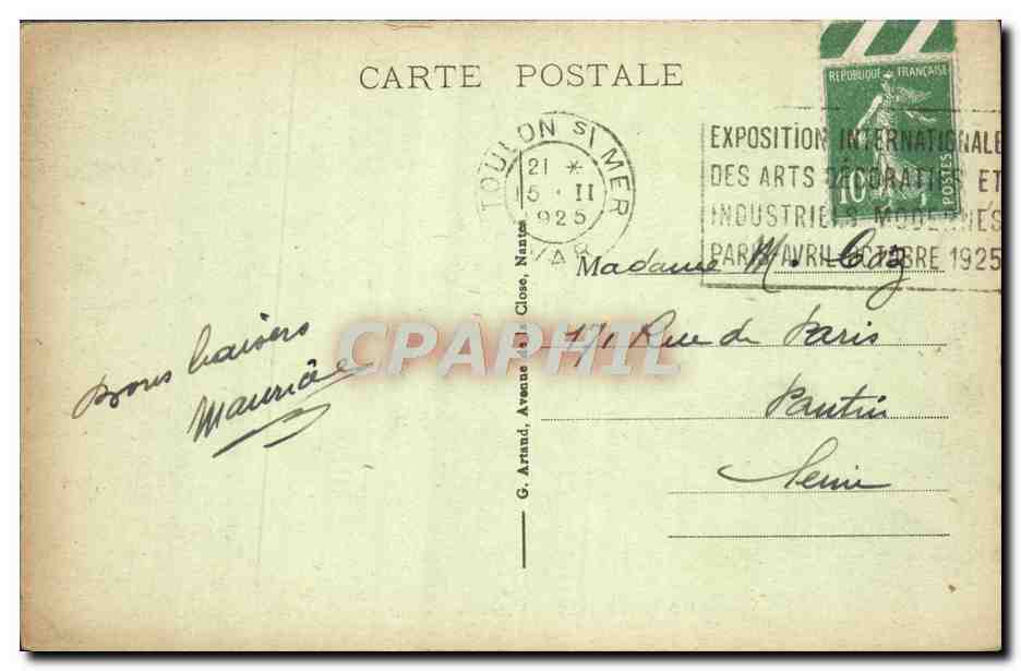 CPA Toulon L'Anse De Magaud — Verso
