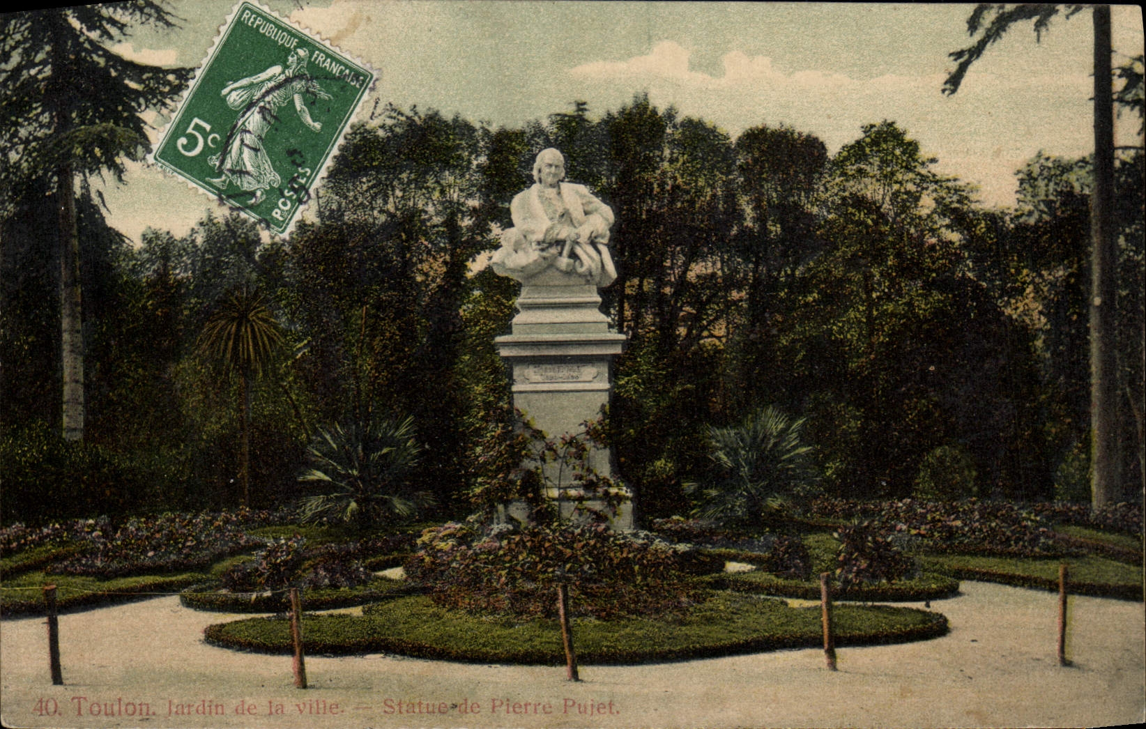 Toulon. Jardin de la ville — Statue de Pierre Puget — Éditeur F. Laigre, n° 50044