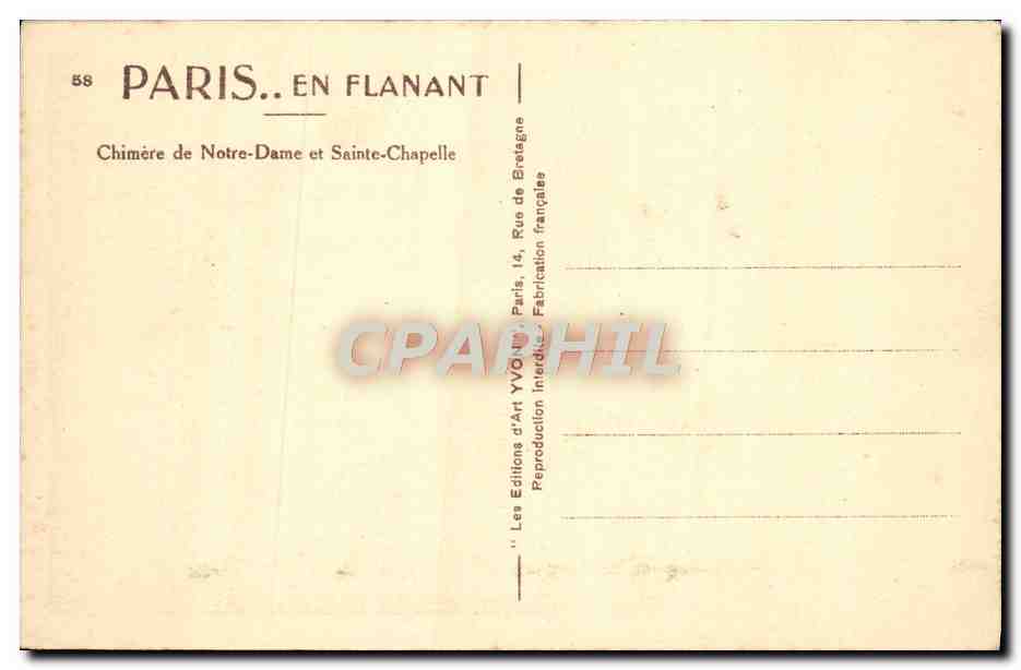 CPA Chimere De Notre Dame Et Sainte Chapelle Paris — Verso