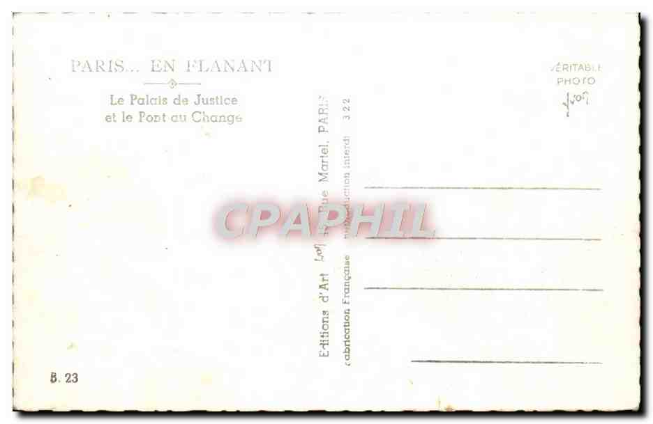 CPM Paris En Flanant Le Palais De Justice et le pont au change — Verso