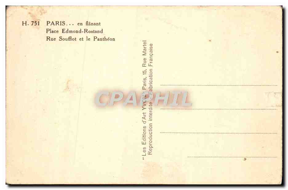 CPA Paris En Flanant Rue Soufflot et le Pantheon Place Edmond Rostand  — Rückseite