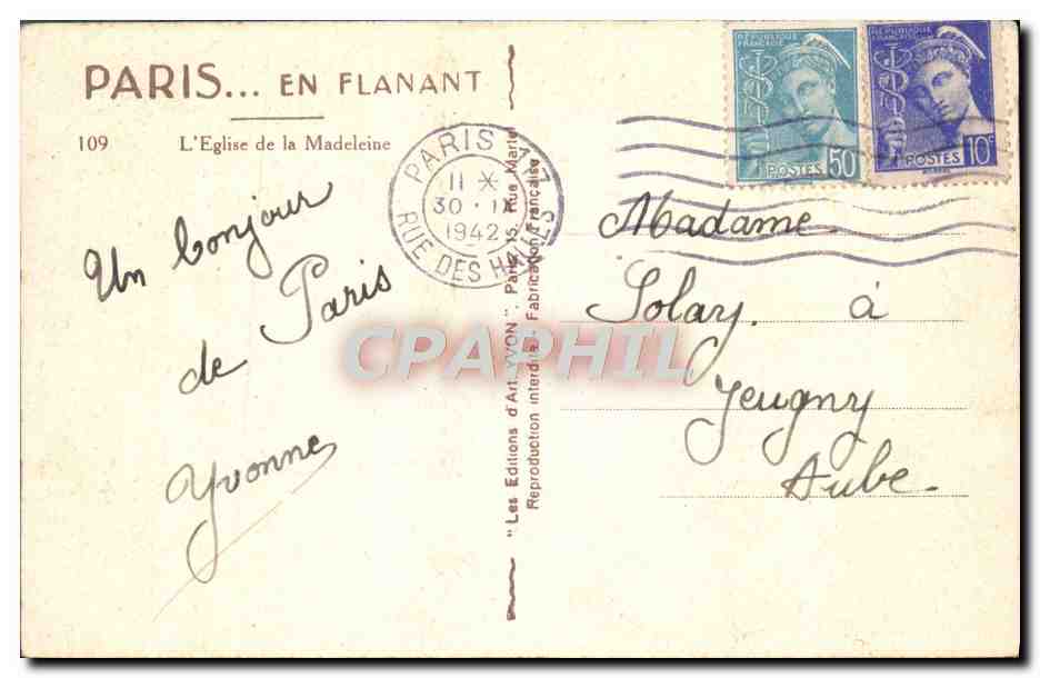 CPA Paris En Flanant L'Eglise De La Madeleine — Rückseite
