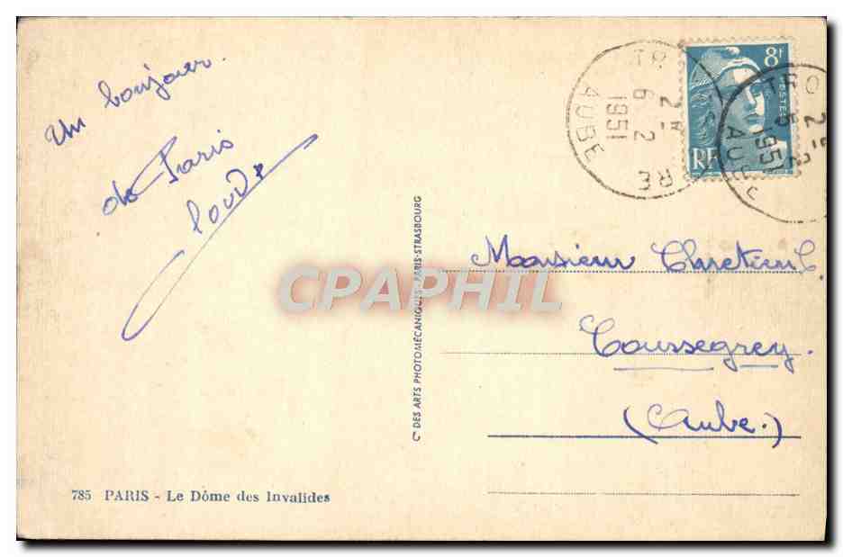 CPA Paris Le Dome Des Invalides — Verso