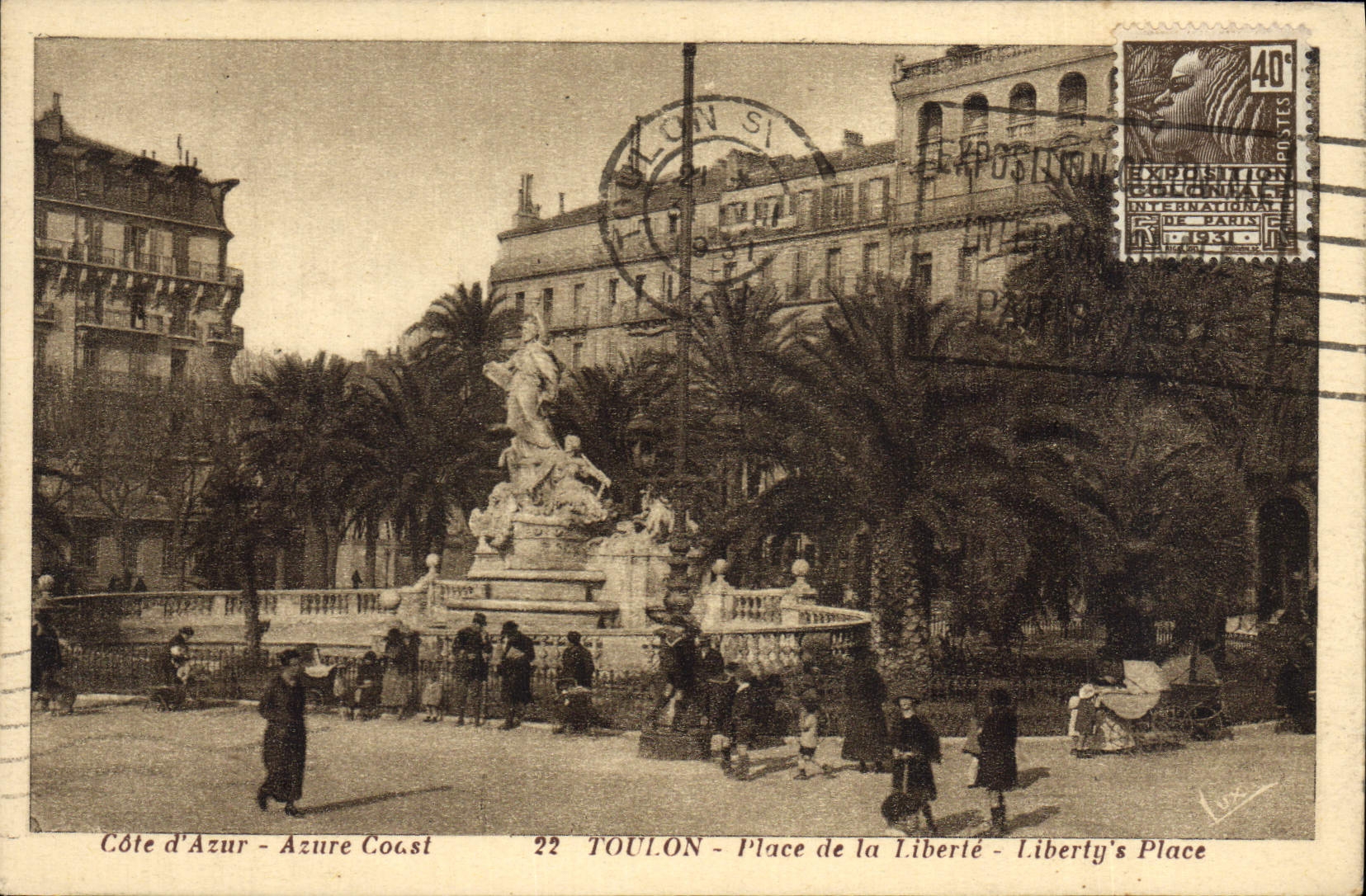 Toulon - Place de la Liberté — Exposition Internationale de Paris 1925 — Éditeur : Imp. de la Côte d'Azur