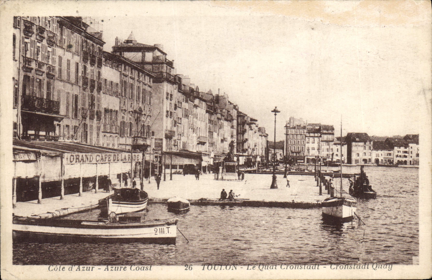CPA Toulon Le Quai Cronstadt Grand Cafe de la Rade