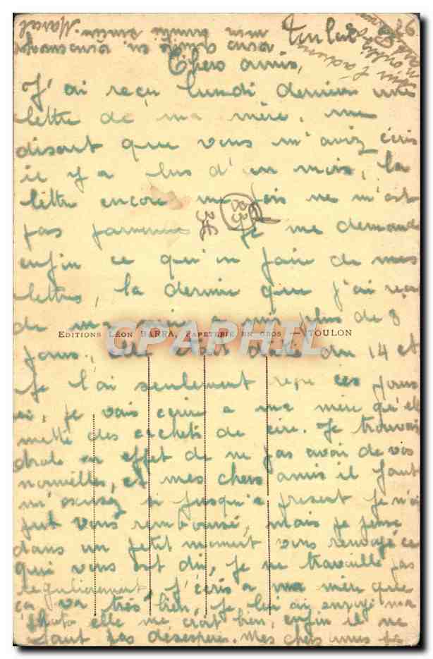 Toulon - Vue générale sur l'Est de la Ville — Éditions Léon Barra, n° 645 — Verso