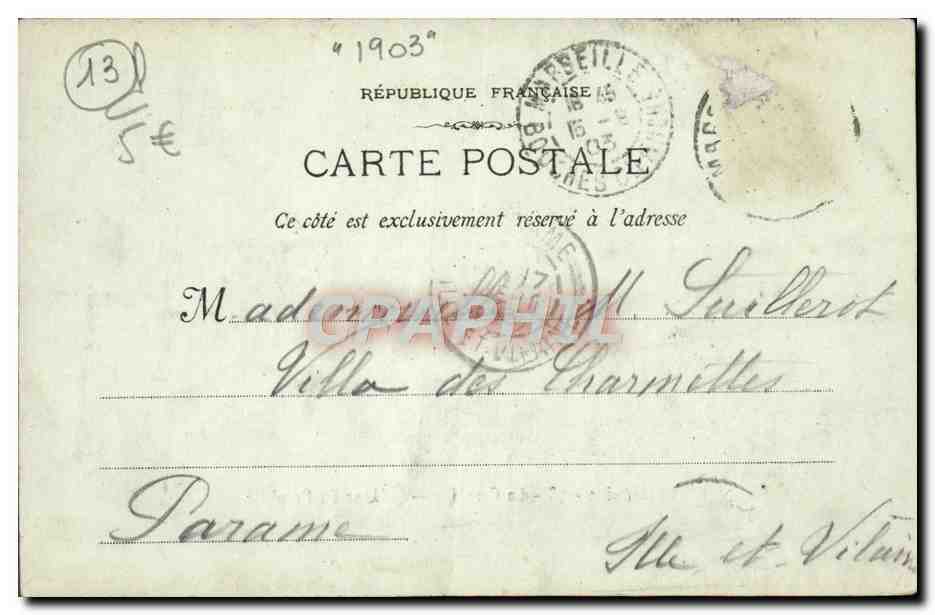 CPA Marseille La Corniche L'anse du prophete — Verso