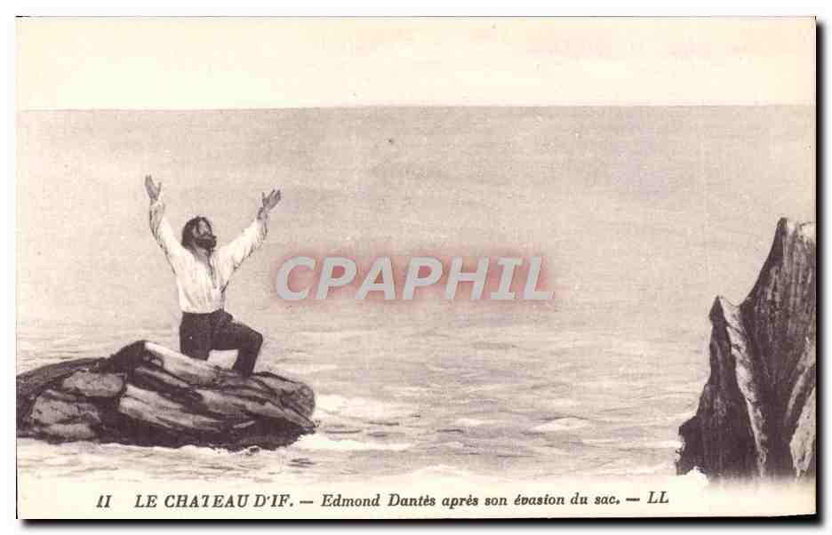 CPA Le Chateau D'If Edmond Dantes apres son evasion du sac Marseille