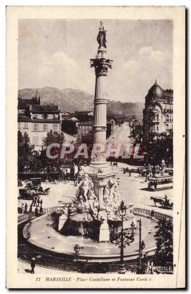 CPA Marseille Place Castellane Et Fontaine Cantini
