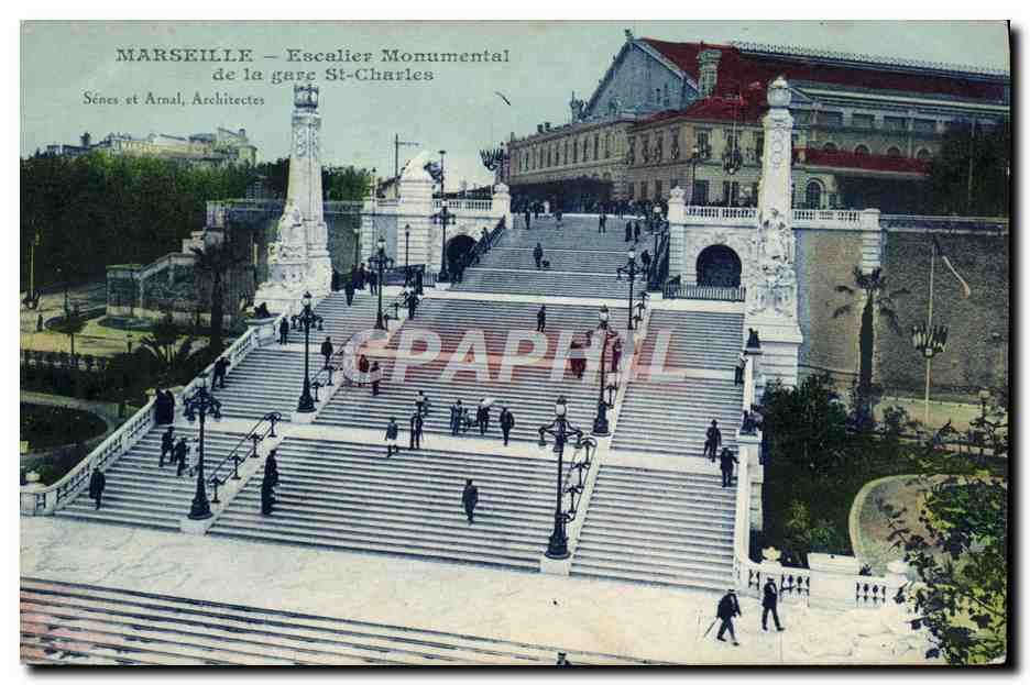CPA Marseille Escalier Monumental De La Gare St Charles