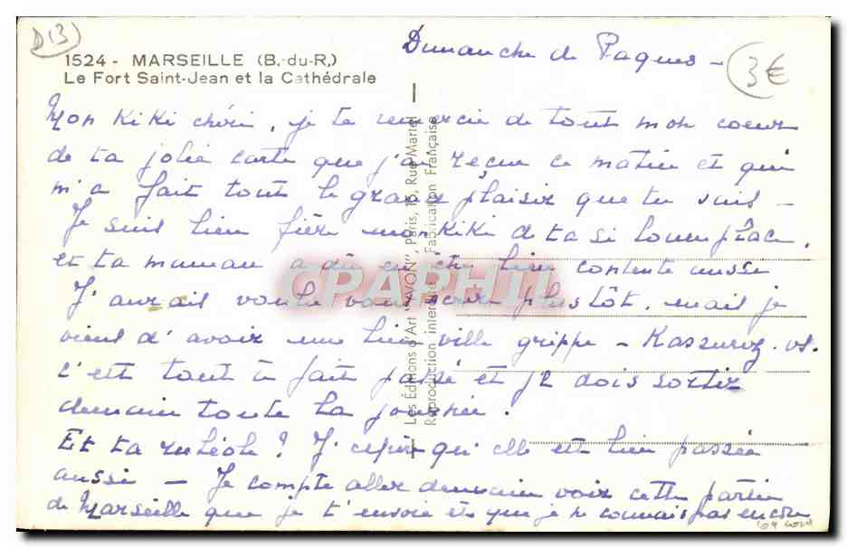CPA Marseille Le Fort Saint Jean Et La Cathedrale — Rückseite