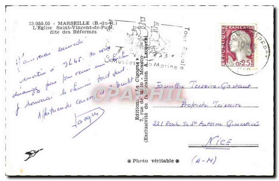 CPM Marseille L'Eglise Saint Vincent De Pau Dite Des Reformes — Rückseite
