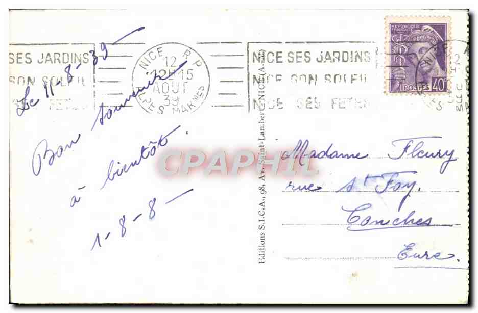 CPM Nice La Promenade Des Anglais Le Casino De La Jetee — Verso