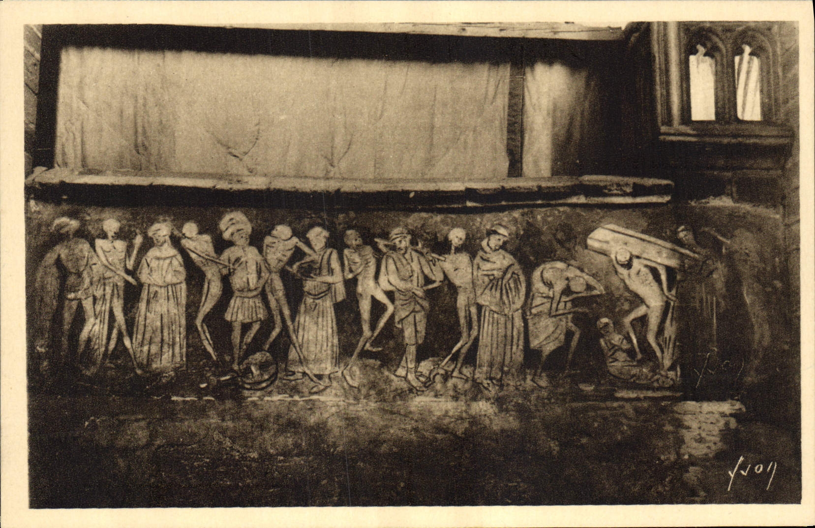 La Chaise-Dieu — L'église, peinture murale du XVᵉ siècle "La danse macabre" — Les Éditions d'Art Marcel, Paris
