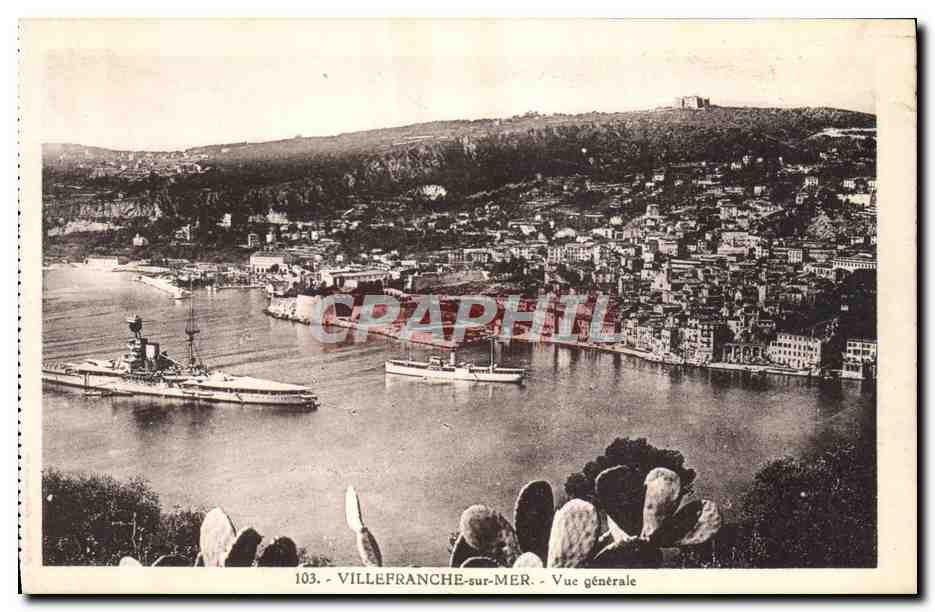 CPA Villefranche Sur Mer Vue Generale Bateaux
