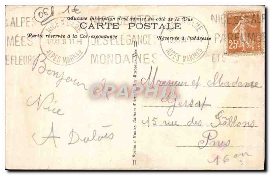 CPA Beaulieu Sur Mer Au Bord De Mer  — Rückseite