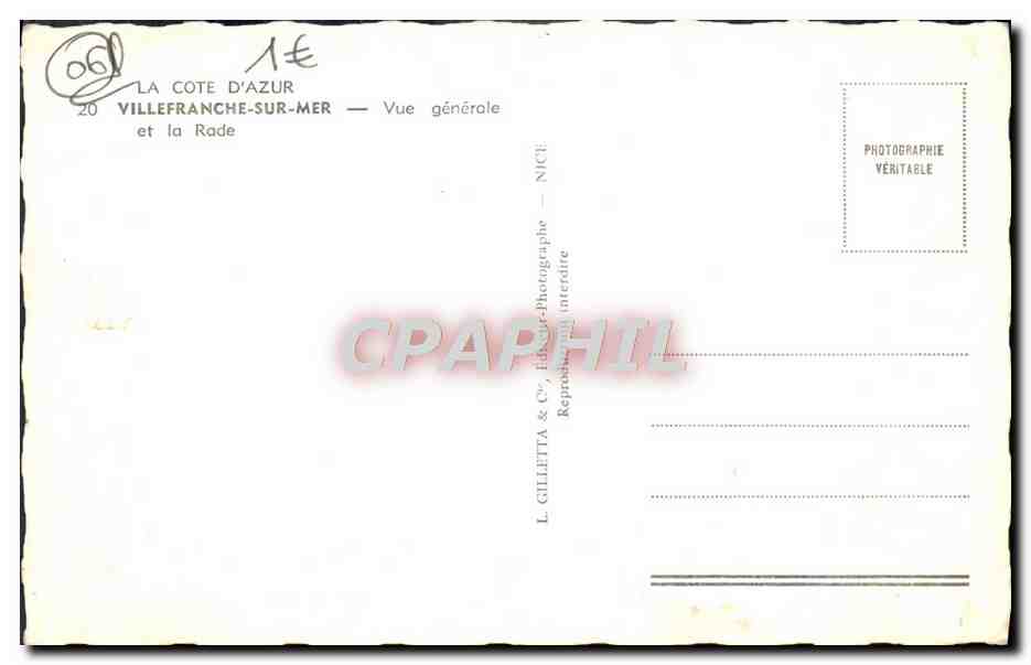 Villefranche-sur-Mer — Vue générale et la Rade — L. Gilletta & Cie, éditeur — Reverso