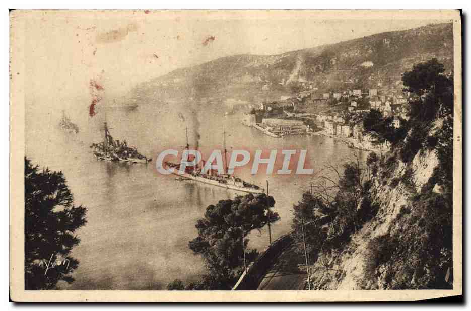 Port de Villefranche-sur-Mer — vue avec navires — éditeur D.V. De Bayon, n°409