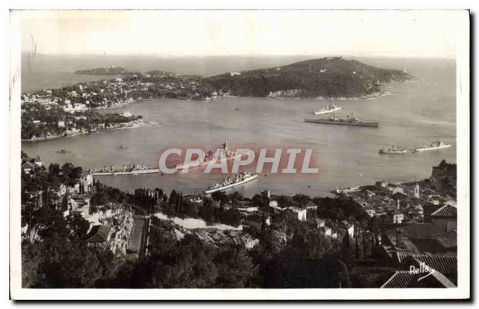L'Escadre en Rade de Villefranche et le Cap Ferrat — Collection « La Côte d'Azur » — Cliché Rella