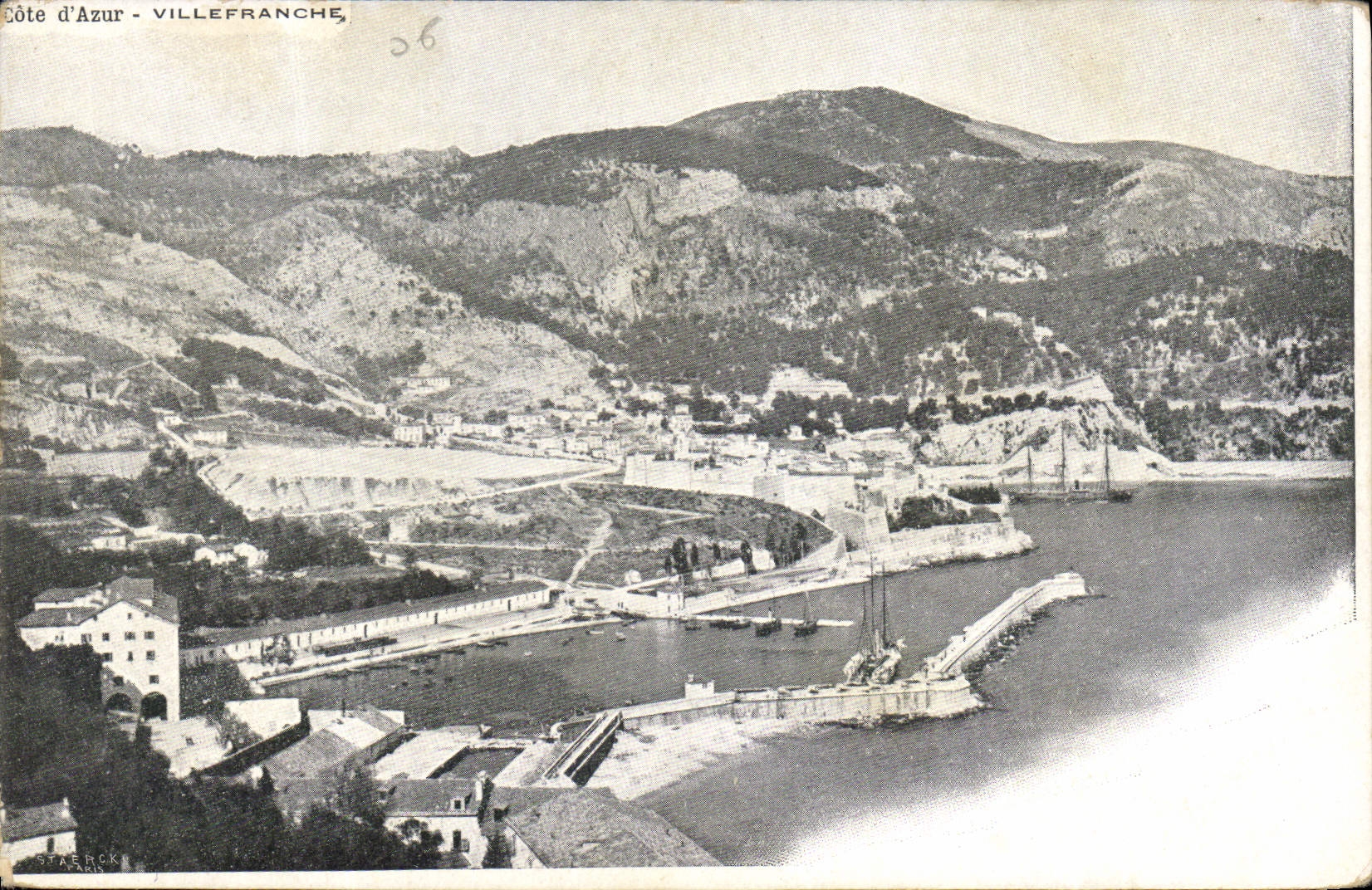 Côte d'Azur - Villefranche — vue du port et des montagnes — éditeur Staerck, n° 26