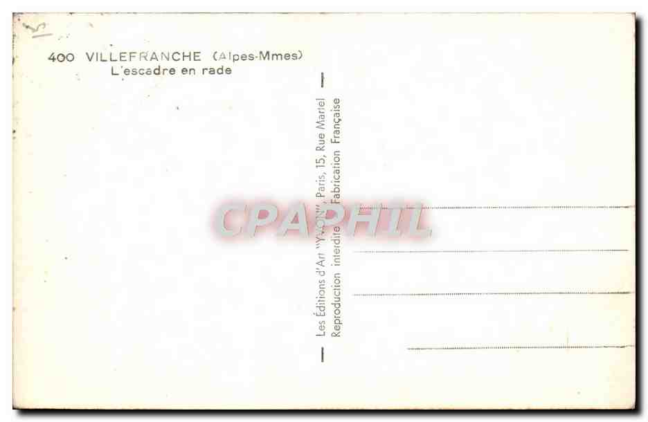 CPA Villefranche L'Escadre En Rade Bateaux — Rückseite