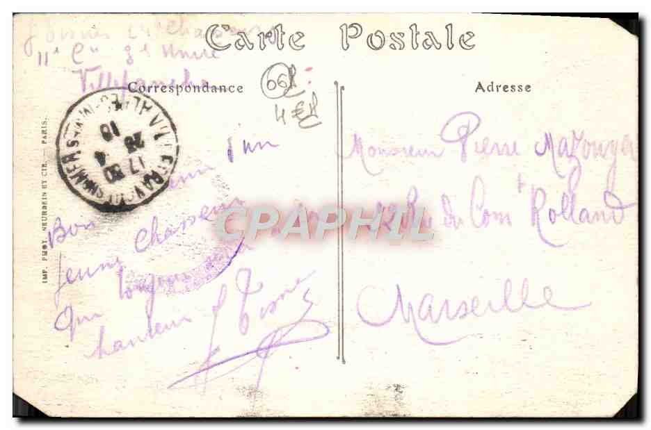 CPA Villefranche Sur Mer La Caserne Des Chasseurs Alpins Militaria  — Verso