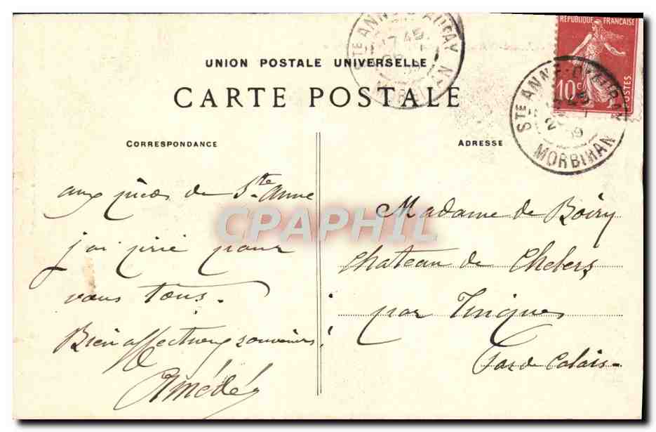 Sainte-Anne-d'Auray — La Basilique et la Place — Collection Villiard, Quimper — Rückseite