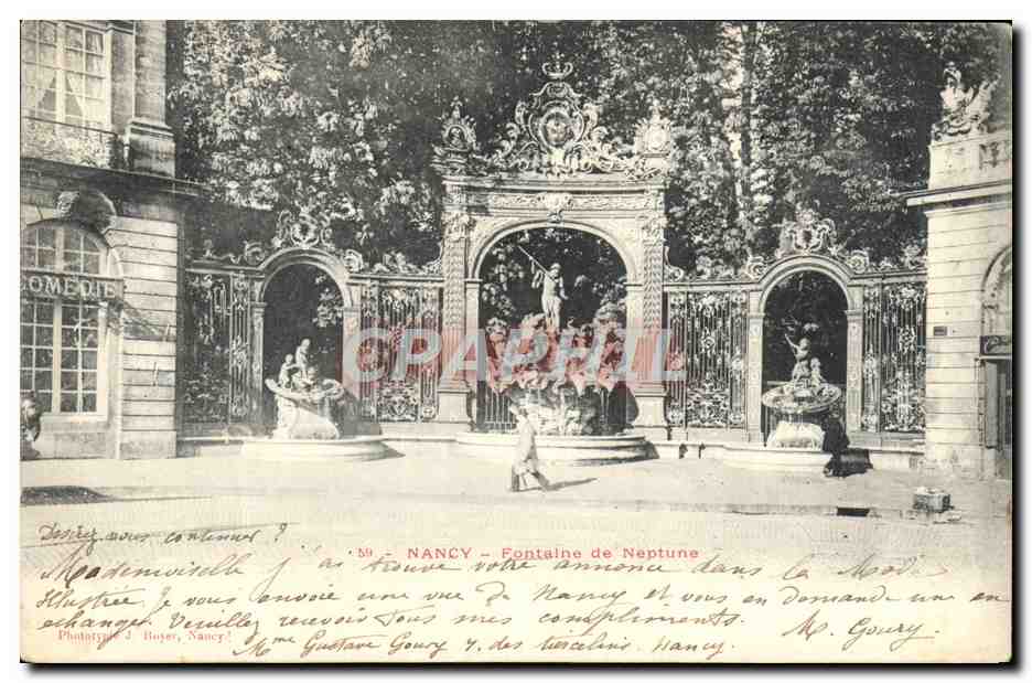 CPA Nancy Fontaine De Neptune Carte 1900