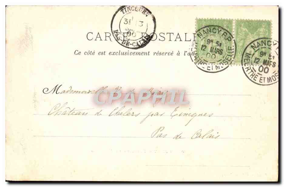 CPA Nancy Fontaine De Neptune Carte 1900 — Rückseite