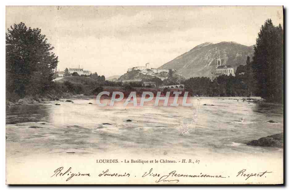 CPA Lourdes La Basilique Et Le Chateau