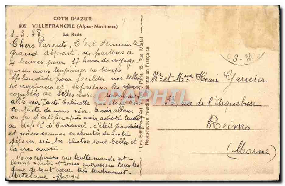 CPA Villefranche La Rade Bateaux — Reverso