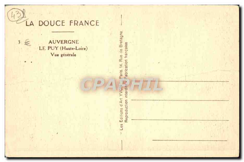 CPA Le Puy Vue Generale — Rückseite