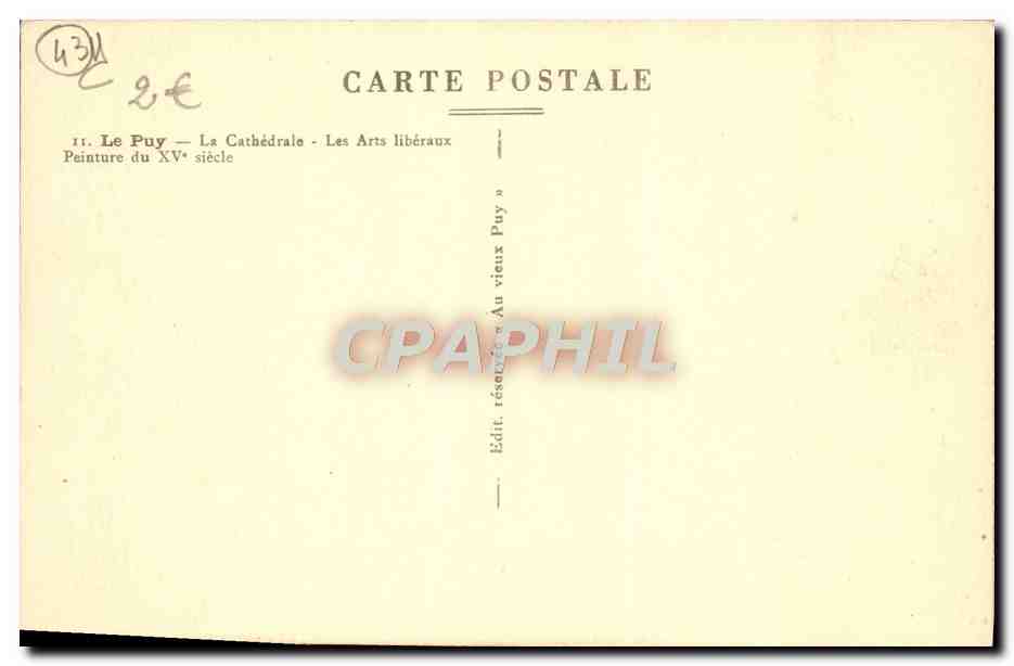 CPA Le Puy La Cathedrale Les Arts Liberaux — Rückseite