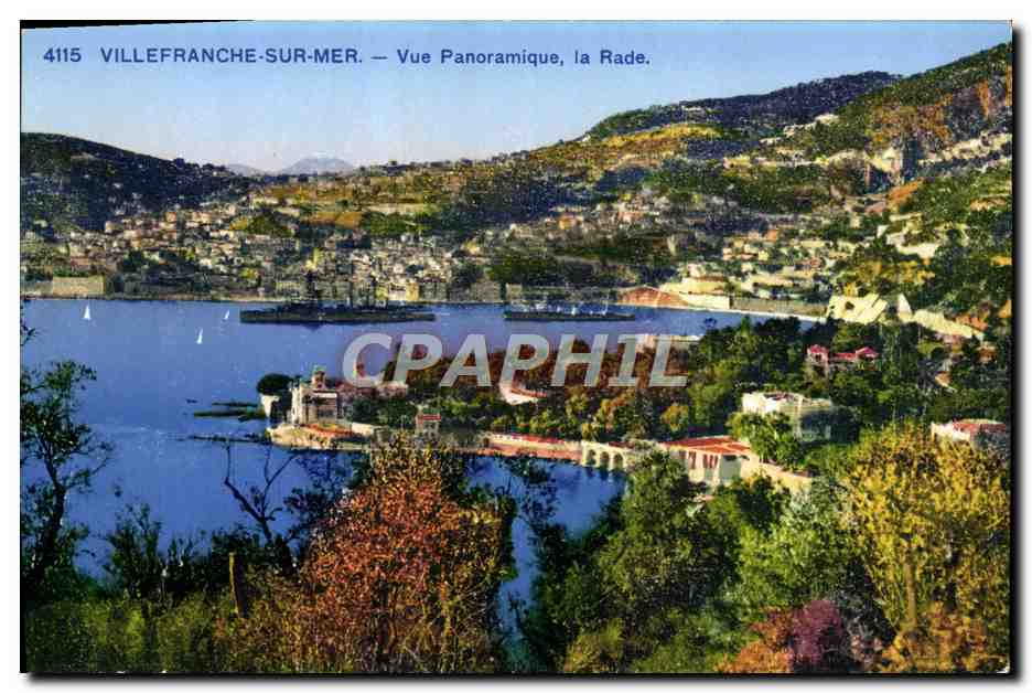 Villefranche-sur-Mer — Vue Panoramique, la Rade — Photochromie A.D.T.A. (A.M.)