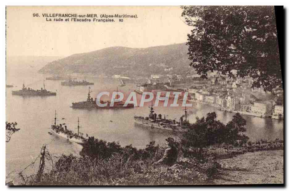 CPA Villefranche Sur Mer La rade et l'escadre francaise Bateaux