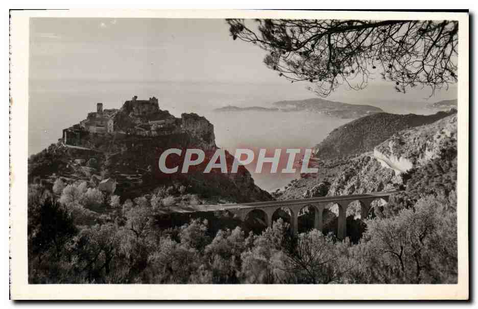Eze — Le vieux Village, le Viaduc, la moyenne Corniche et le Cap Ferrat