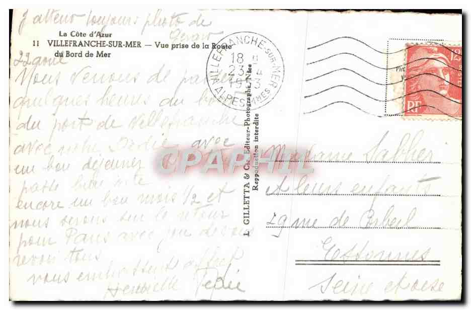 Villefranche-sur-Mer — Ansicht vom Küstenweg — Giletta & Cie — Rückseite