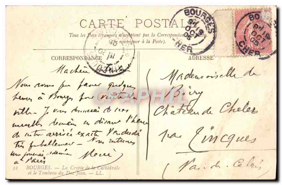 Bourges — Crypte de la Cathédrale et le Tombeau du Duc Jean — CPAPHIL 178409 — Verso