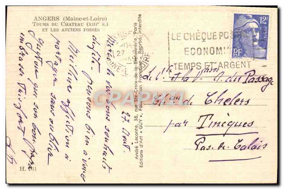 CPA Angers Tours Du Chateau et les anciens fosses — Verso