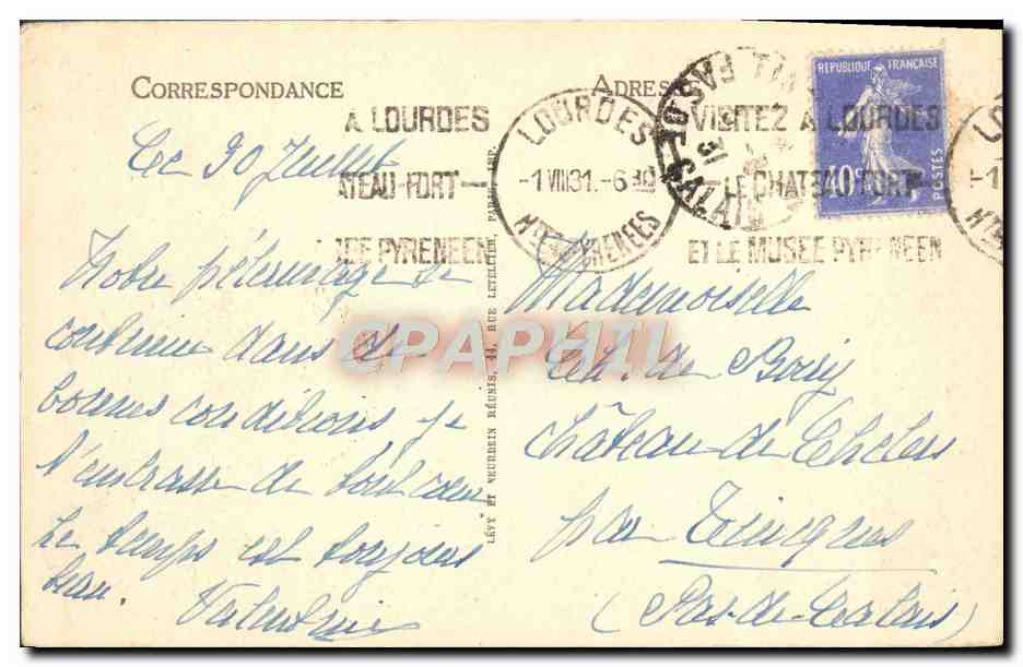 L'enfance de Bernadette à Bartrès — LL. — n°291 — Verso