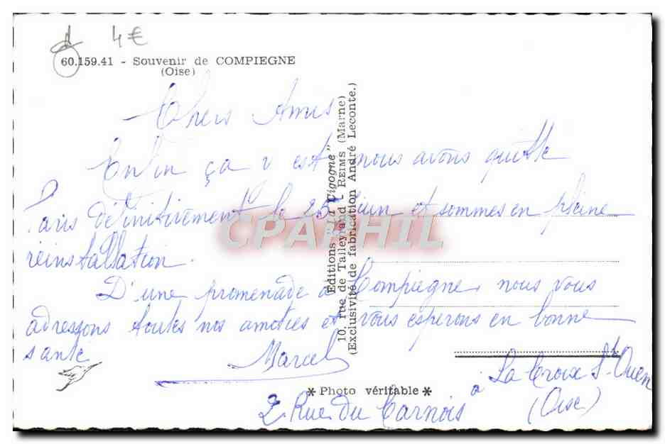 Compiègne — Erinnerung an Compiègne — Editions de Tallefer (Oise) — Rückseite