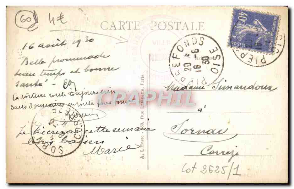 Forêt de Compiègne — Carrefour de l'Armistice — Marcel Magès, architecte — 11 Novembre 1918 — Rückseite