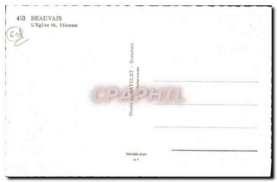 CPM Beauvais L'Eglise St Etienne — Verso