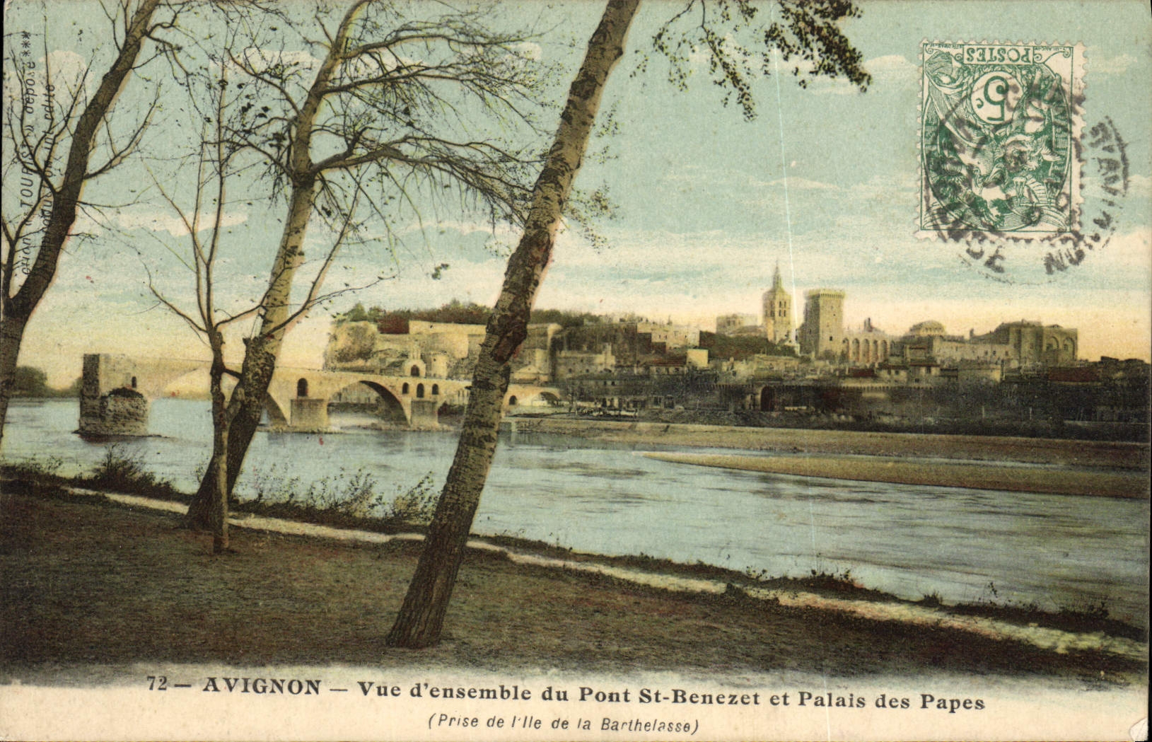 CPA Avignon Vue d'ensemble du Pont St Benezet et palais des papes