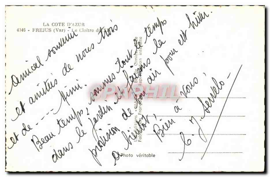 CPM Frejus Le Cloitre  — Back